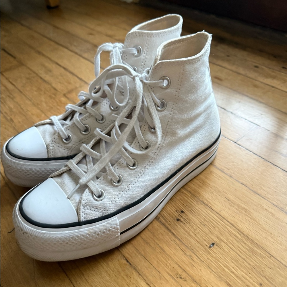 Converse White High-Top Canvas Sneakers platform